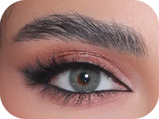 Close-up of an eye wearing 3D Colors colored contact lenses
