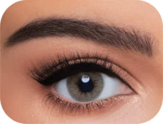 Close-up of an eye wearing Wonder Look colored contact lenses
