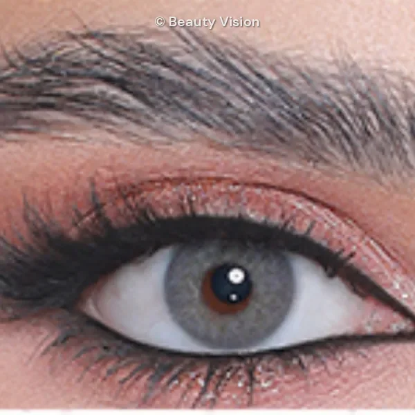3D Colors 3D Blue colored contact lens, close-up on the eye