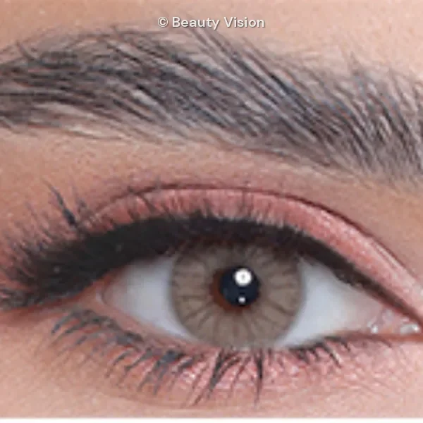 3D Colors 3D Bronze colored contact lens, close-up on the eye