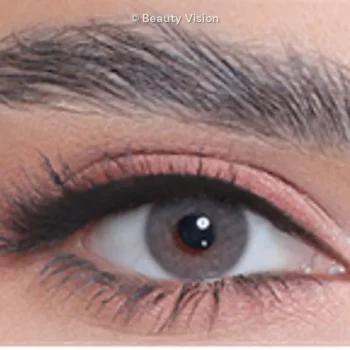 3D Colors 3D Gray colored contact lens, close-up on the eye