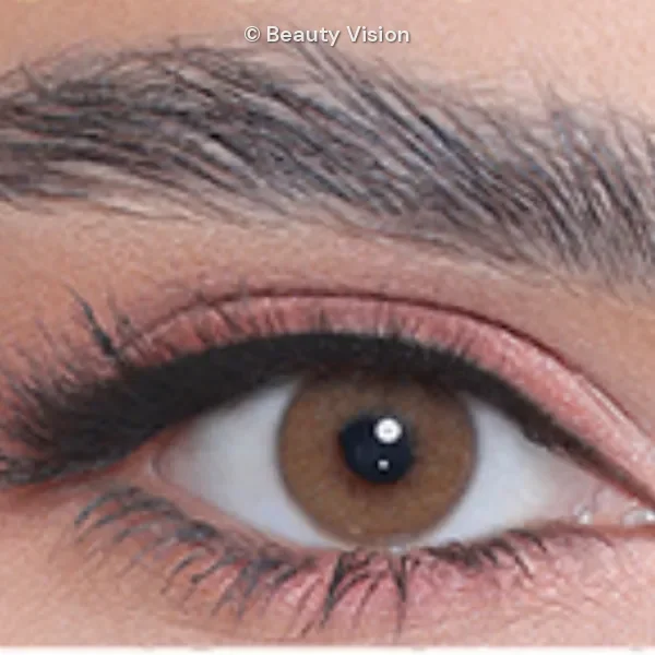3D Colors 3D Hazel colored contact lens, close-up on the eye