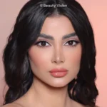 Model wearing 3D Colors Ochre colored contact lenses