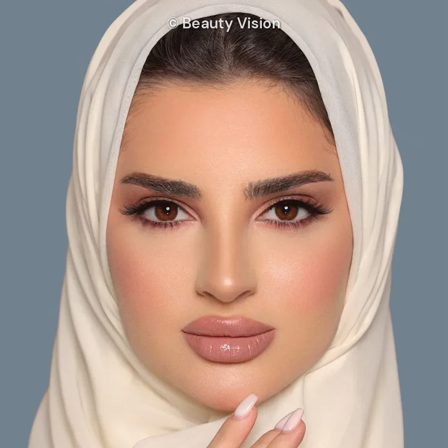 Model wearing Luminous Espresso colored contact lenses
