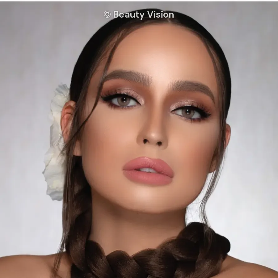 Model wearing MyLense Capri colored contact lenses
