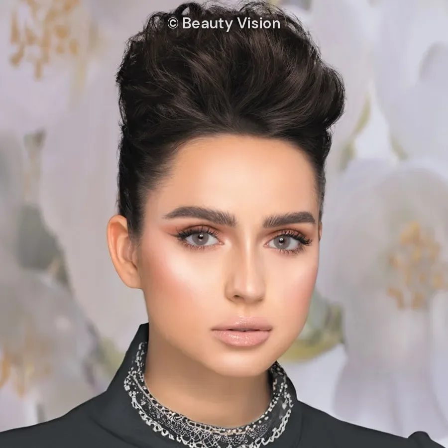 Model wearing Naturèl Core Cloud colored contact lenses