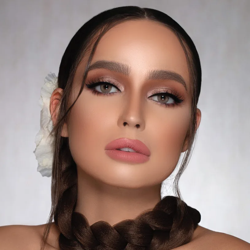 Model wearing MyLense Capri colored contact lenses